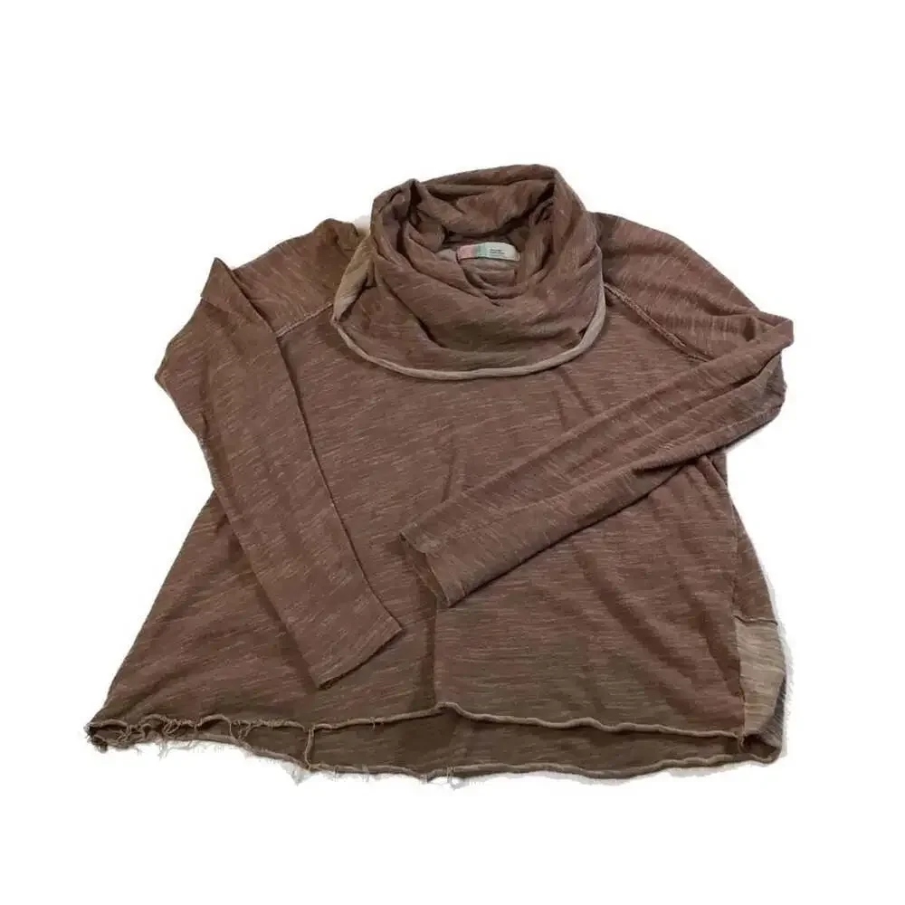 Free People Beach Marl Pullover Top Medium Large boho Dusty Pink Shirt